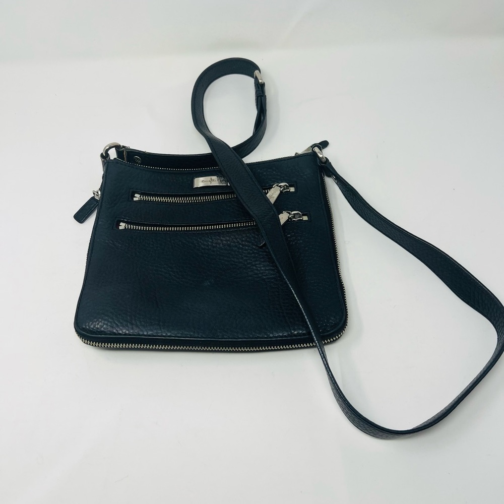 Cole Haan Black Crossbody Bag with Adjustable Strap in Black Pebbled Leather